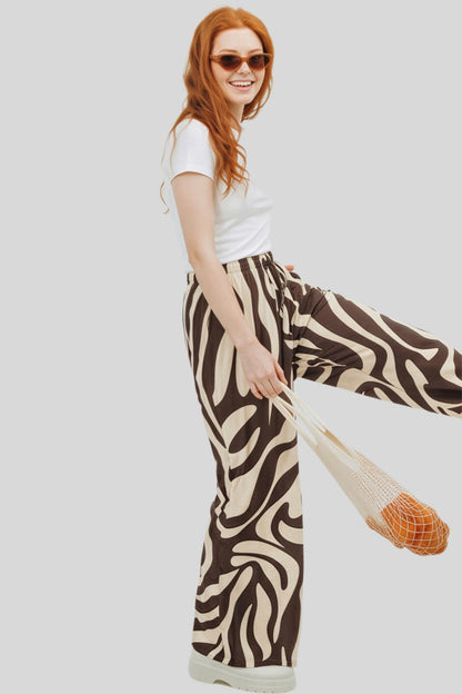 wide-leg linen-blend drawstring palazzo pants  Pattern Zebra